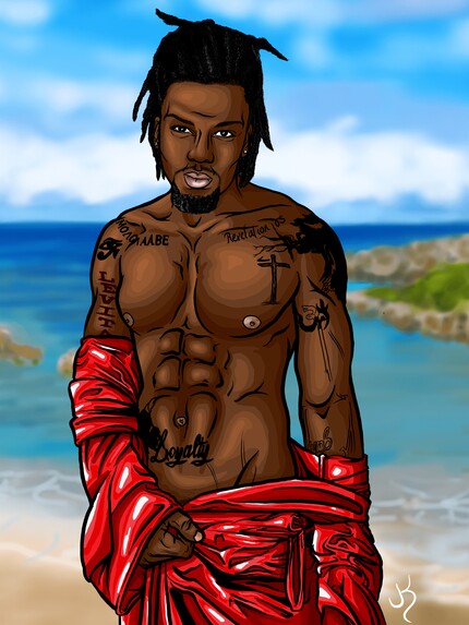 Sexy robed man with locs